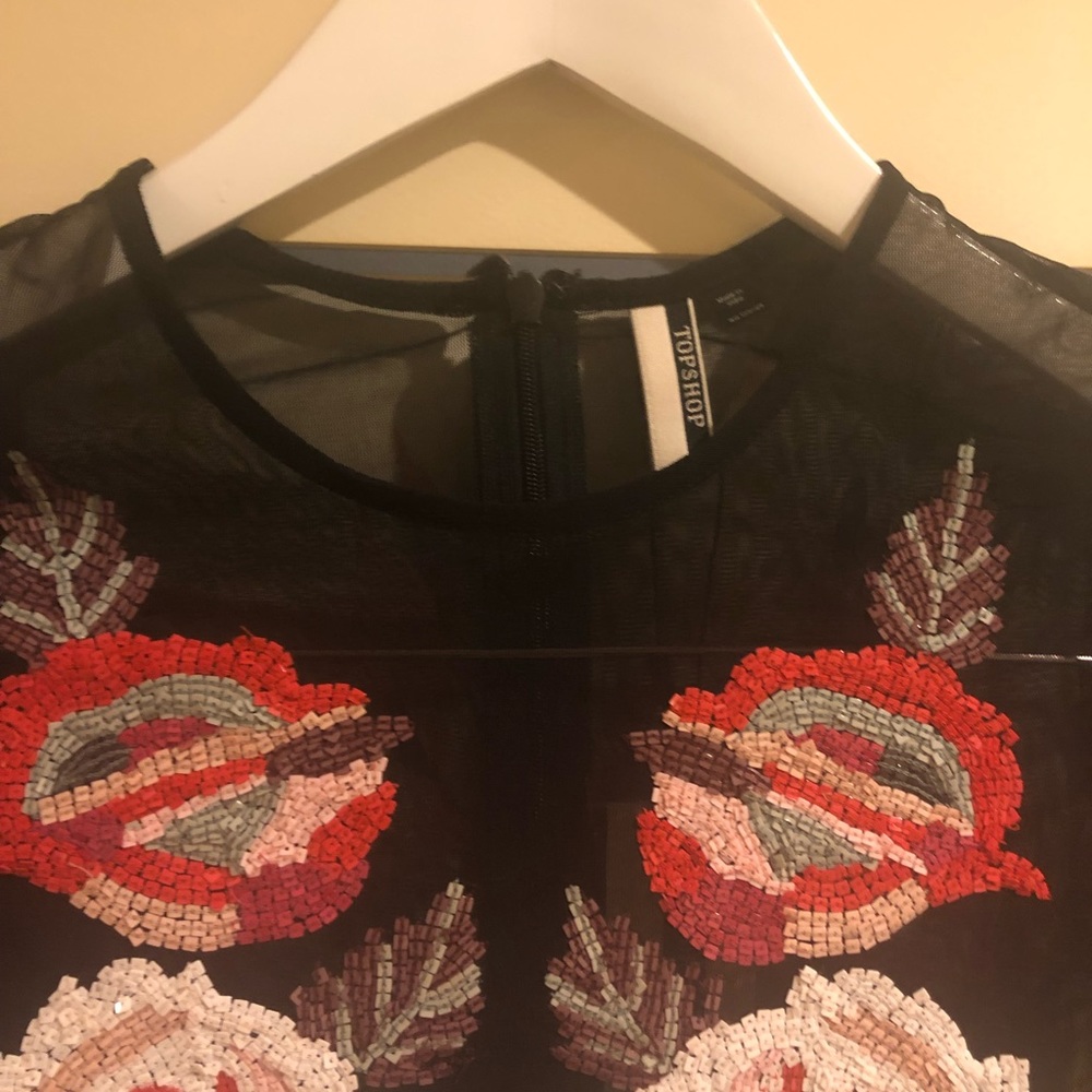 Sequined beaded floral Bodysuit